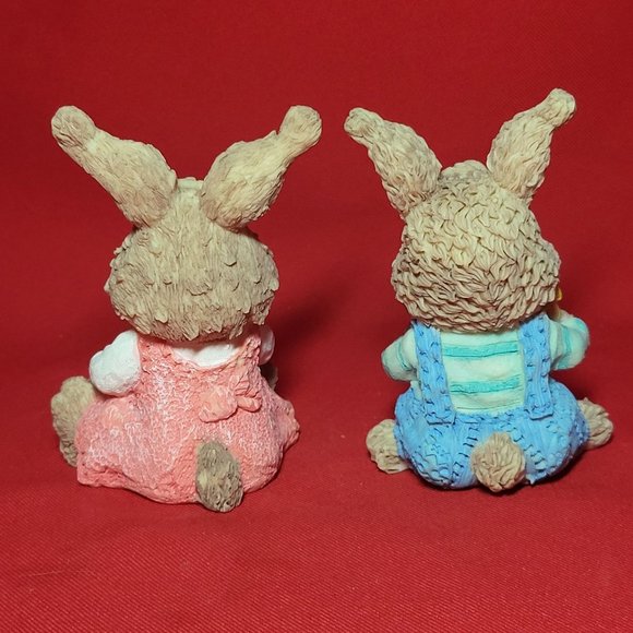 Ks Collection Sitting Happy Boy and Girl Bunny Rabbit Figurine - Picture 11 of 13